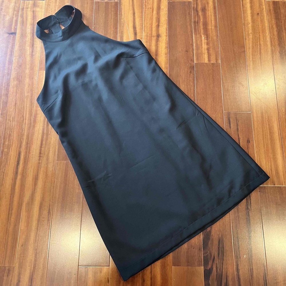 Lulus Black Dress Sleeveless Mock Neck Back Zipper Solid Lace Party Size Medium